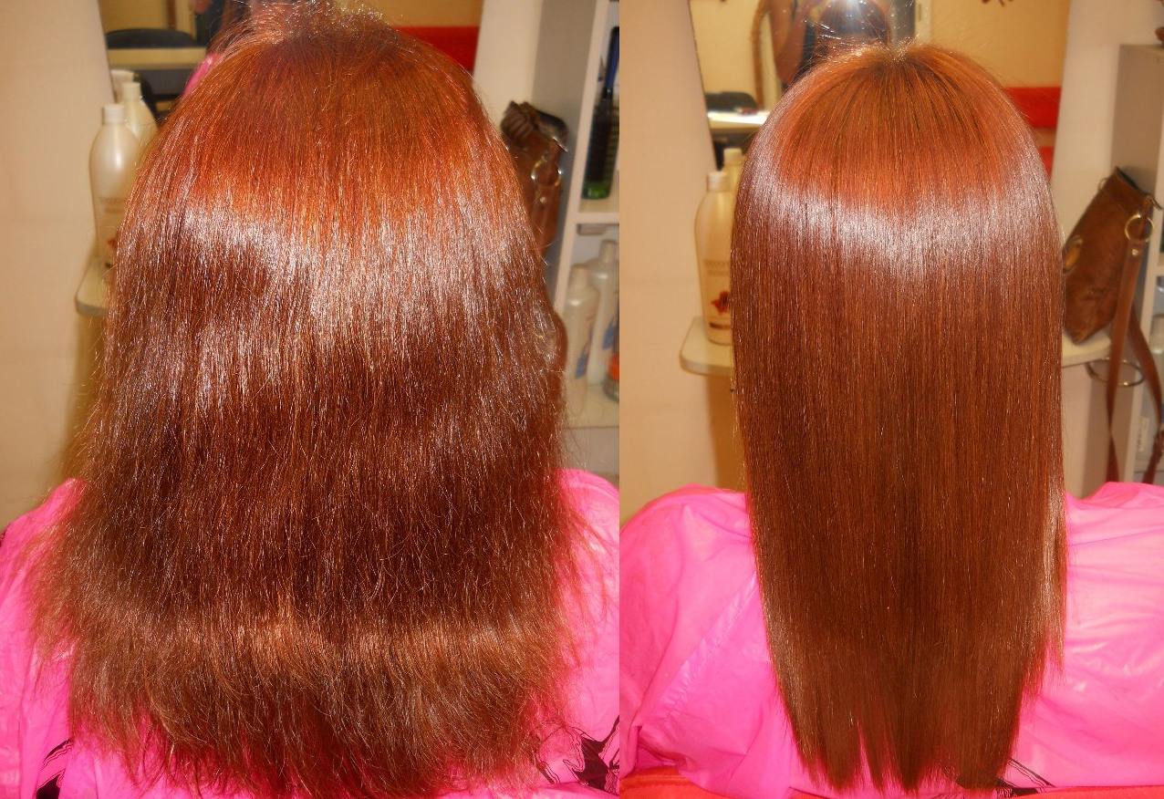 Ламинированные волосы фото до и после